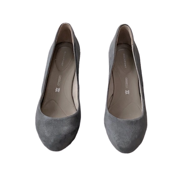 Gray Suede Comfort Platform Wedges Rockport Size 8.5 3 inch heel - Picture 10 of 16